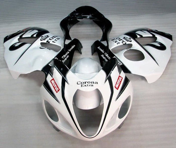Suzuki Hayabusa Fairings (1999-2007) White, Black Corona Extra at KingsMotorcycleFairings.com