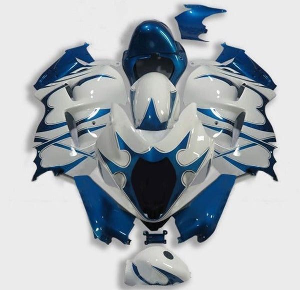 Suzuki Hayabusa Fairings (1999-2007) White, Blue, Tribal at KingsMotorcycleFairings.com