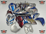 Suzuki GSX1300R Hayabusa (2008-2020) Silver, Blue, Red, Gold Tribal Flame Fairings