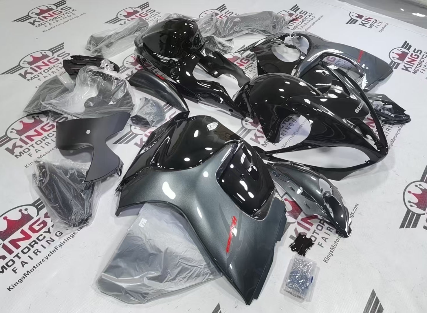 Suzuki Hayabusa Fairings (2008-2020) Black, Gray at KingsMotorcycleFairings.com