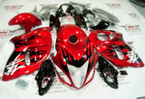 Suzuki Hayabusa Fairings (2008-2020) Candy Red, Black Flame at KingsMotorcycleFairings.com