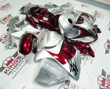 Suzuki Hayabusa Fairings (2008-2020) Dark Red, Silver at KingsMotorcycleFairings.com