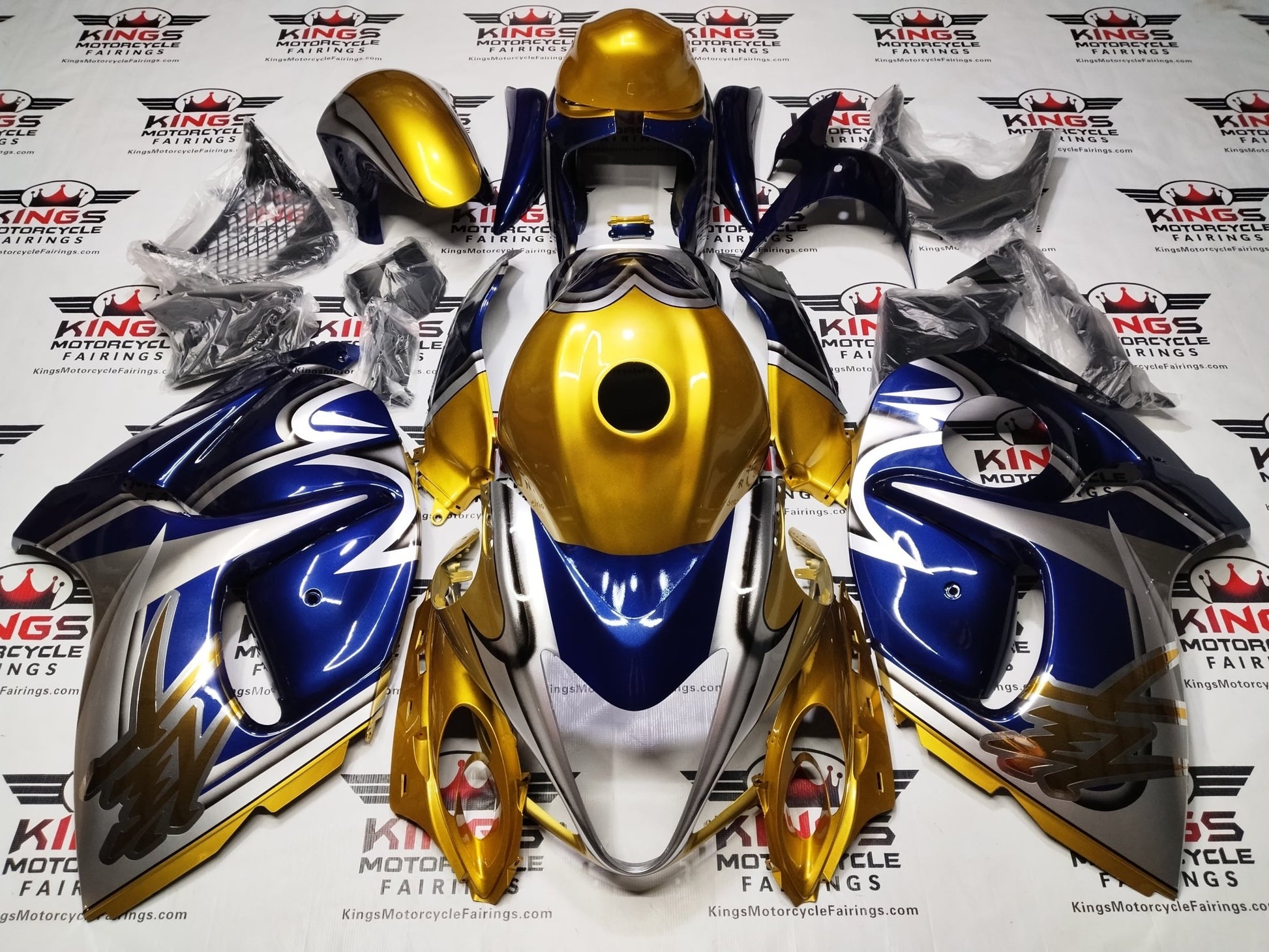 Suzuki Hayabusa Fairings (2008-2020) Gold, Silver, Navy Blue Special Edition at KingsMotorcycleFairings.com