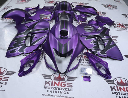 Suzuki Hayabusa Fairings (2008-2020) Matte Purple, Black, Glow from KingsMotorcycleFairings.com