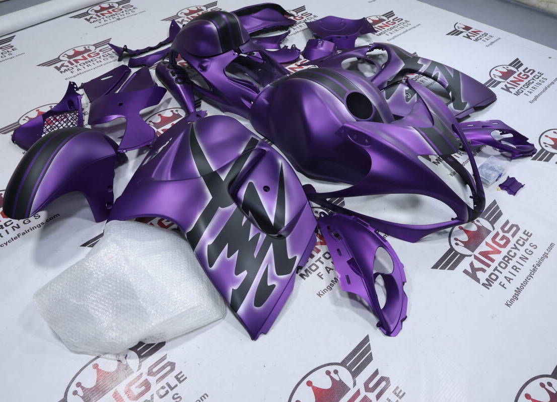 Suzuki Hayabusa Fairings (2008-2020) Matte Purple, Black, Glow at KingsMotorcycleFairings.com