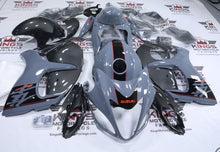 Suzuki Hayabusa Fairings (2008-2020) Nardo Gray, Faux Carbon Fiber, Black, Red at KingsMotorcycleFairings.com