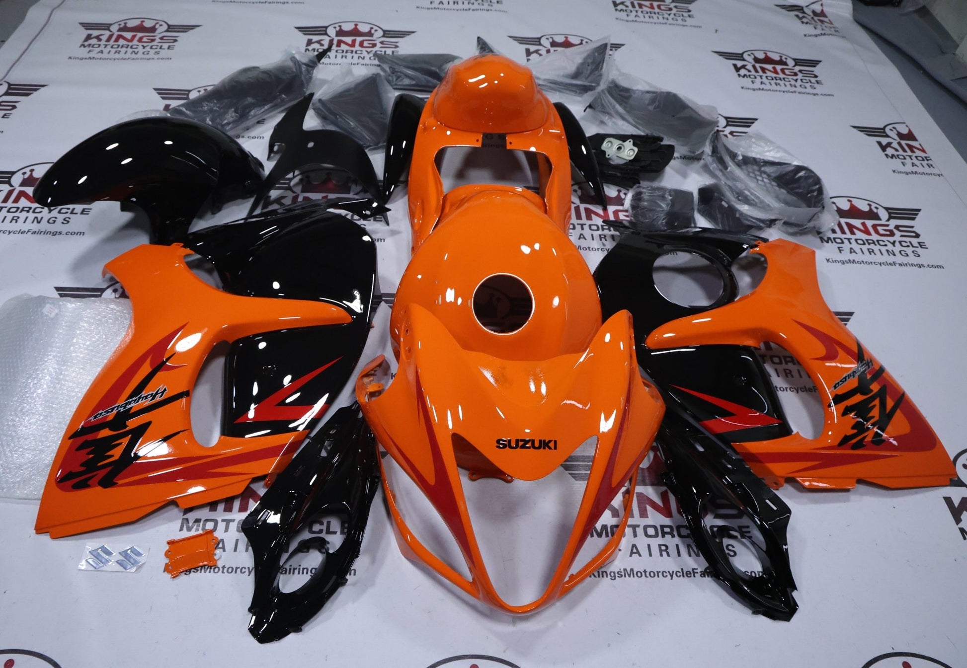 Suzuki Hayabusa Fairings (2008-2020) Orange, Black Gloss at KingsMotorcycleFairings.com
