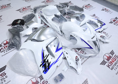 Suzuki Hayabusa Fairings (2008-2020) Pearl White, Silver, Blue at KingsMotorcycleFairings.com