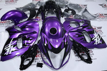 Suzuki Hayabusa Fairings (2008-2020) Purple, Black Flames, White from KingsMotorcycleFairings.com
