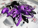 Suzuki Hayabusa Fairings (2008-2020) Purple, White, Black Flames from KingsMotorcycleFairings.com