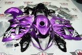 Suzuki Hayabusa Fairings (2008-2020) Purple, White, Black Flames at KingsMotorcycleFairings.com