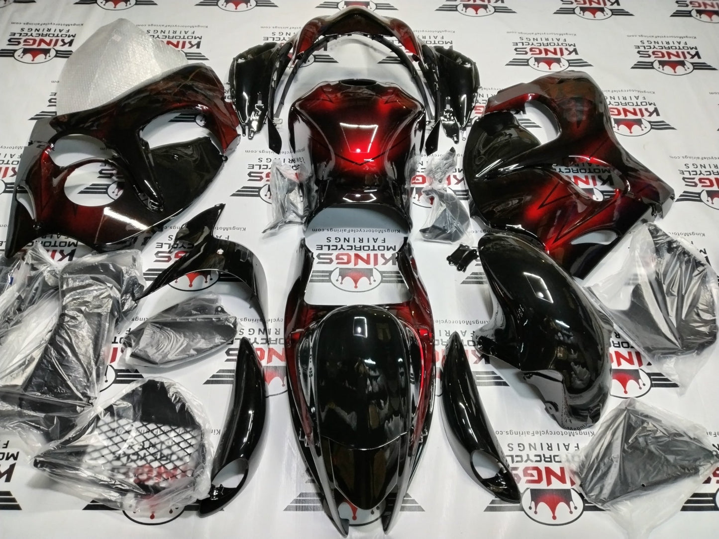 Suzuki Hayabusa Fairings (2008-2020) Red, Black Fade from KingsMotorcycleFairings.com