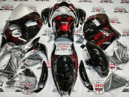Suzuki Hayabusa Fairings (2008-2020) Red, Black Fade from KingsMotorcycleFairings.com