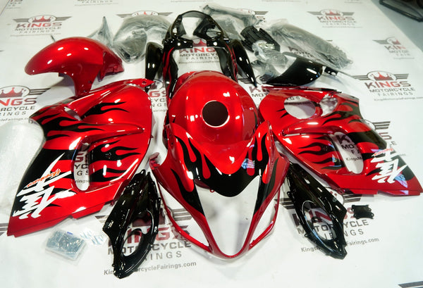 Suzuki Hayabusa Fairings (2008-2020) Red, Black Fire at KingsMotorcycleFairings.com