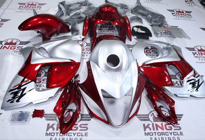 Suzuki Hayabusa Fairings (2008-2020) Silver, Candy Red at KingsMotorcycleFairings.com