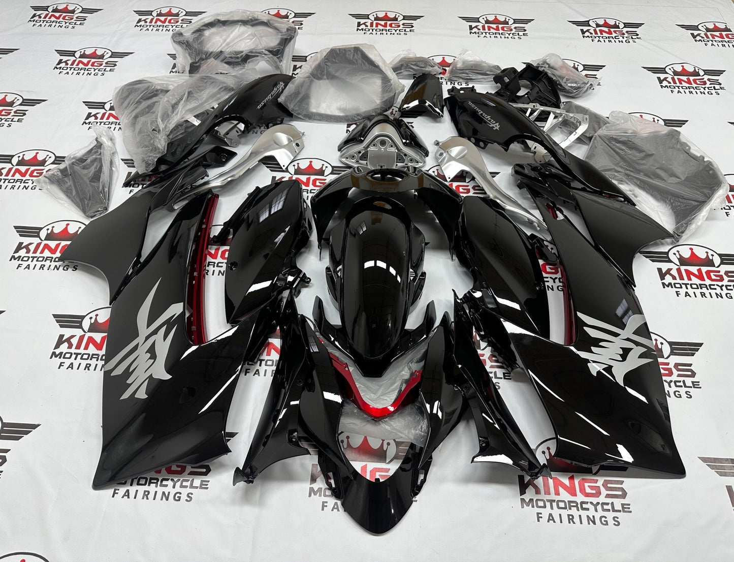 Suzuki Hayabusa Fairings (2021-2025) Black, Gray, Red at KingsMotorcycleFairings.com