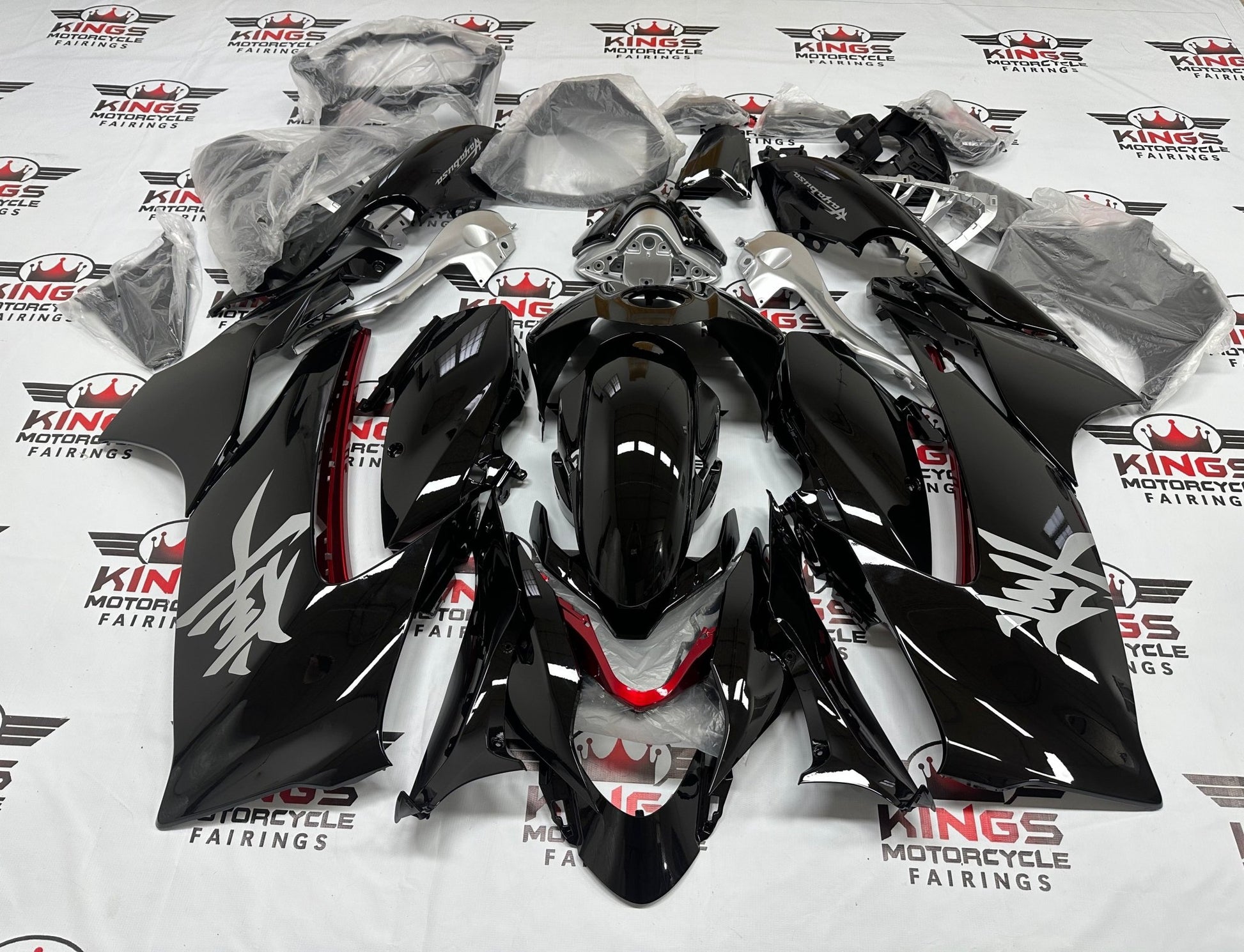 Suzuki Hayabusa Fairings (2021-2025) Black, Gray, Red at KingsMotorcycleFairings.com