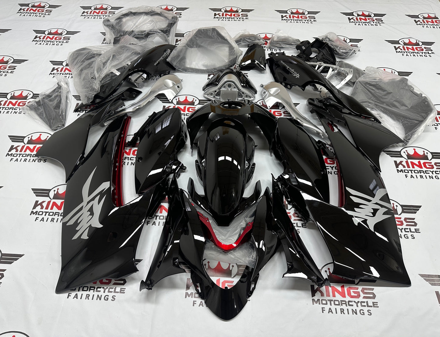 Suzuki Hayabusa Fairings (2021-2025) Black, Silver, Red at KingsMotorcycleFairings.com