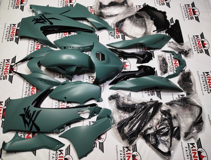 Suzuki Hayabusa Fairings (2021-2025) Flat Green, Black at KingsMotorcycleFairings.com