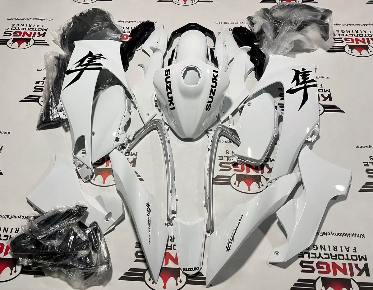 Suzuki Hayabusa Fairings (2021-2025) White, Black at KingsMotorcycleFairings.com