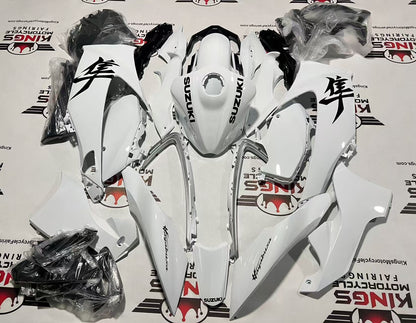 Suzuki Hayabusa Fairings (2021-2025) White, Black at KingsMotorcycleFairings.com