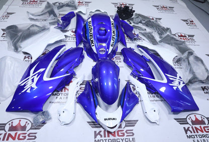 Suzuki Hayabusa Fairings (2021-2026) Blue, White Gloss at KingsMotorcycleFairings.com