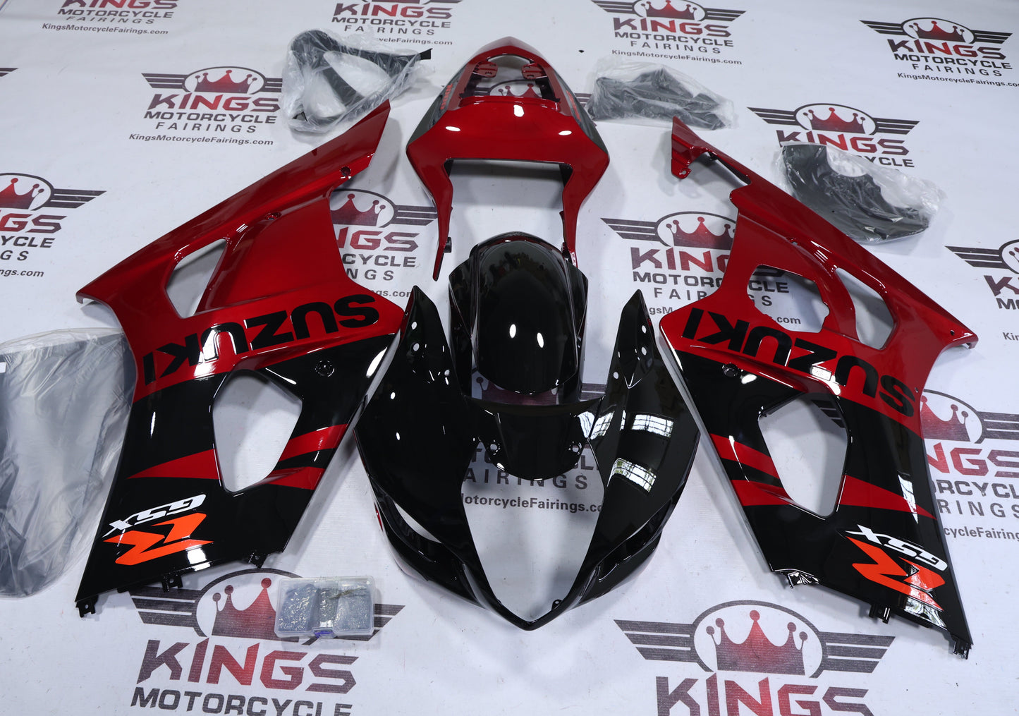 Suzuki GSX-R1000 Fairings (2003-2004) Black, Red Candy at KingsMotorcycleFairings.com