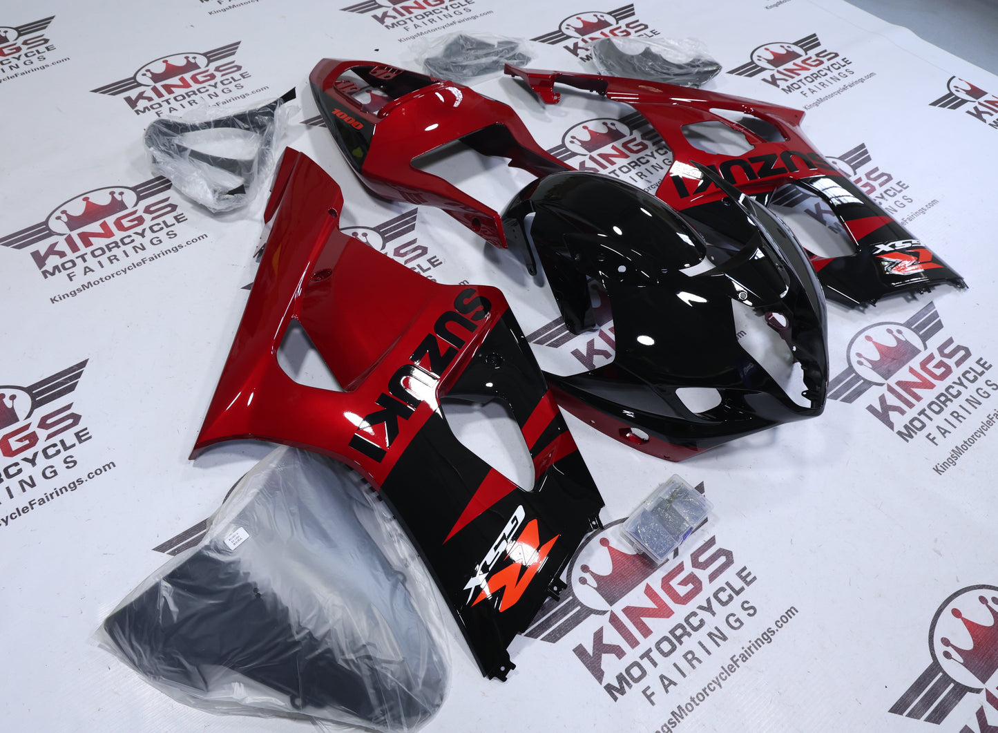 Suzuki GSX-R1000 Fairings (2003-2004) Black, Red Candy from KingsMotorcycleFairings.com