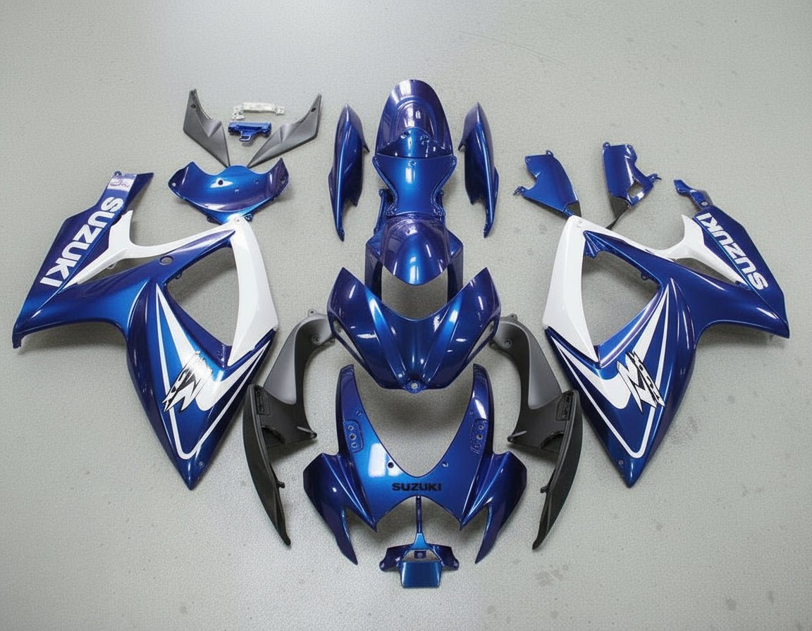 Suzuki GSX-R600 Fairings (2006-2007) Blue Metallic, White from KingsMotorcycleFairings.com