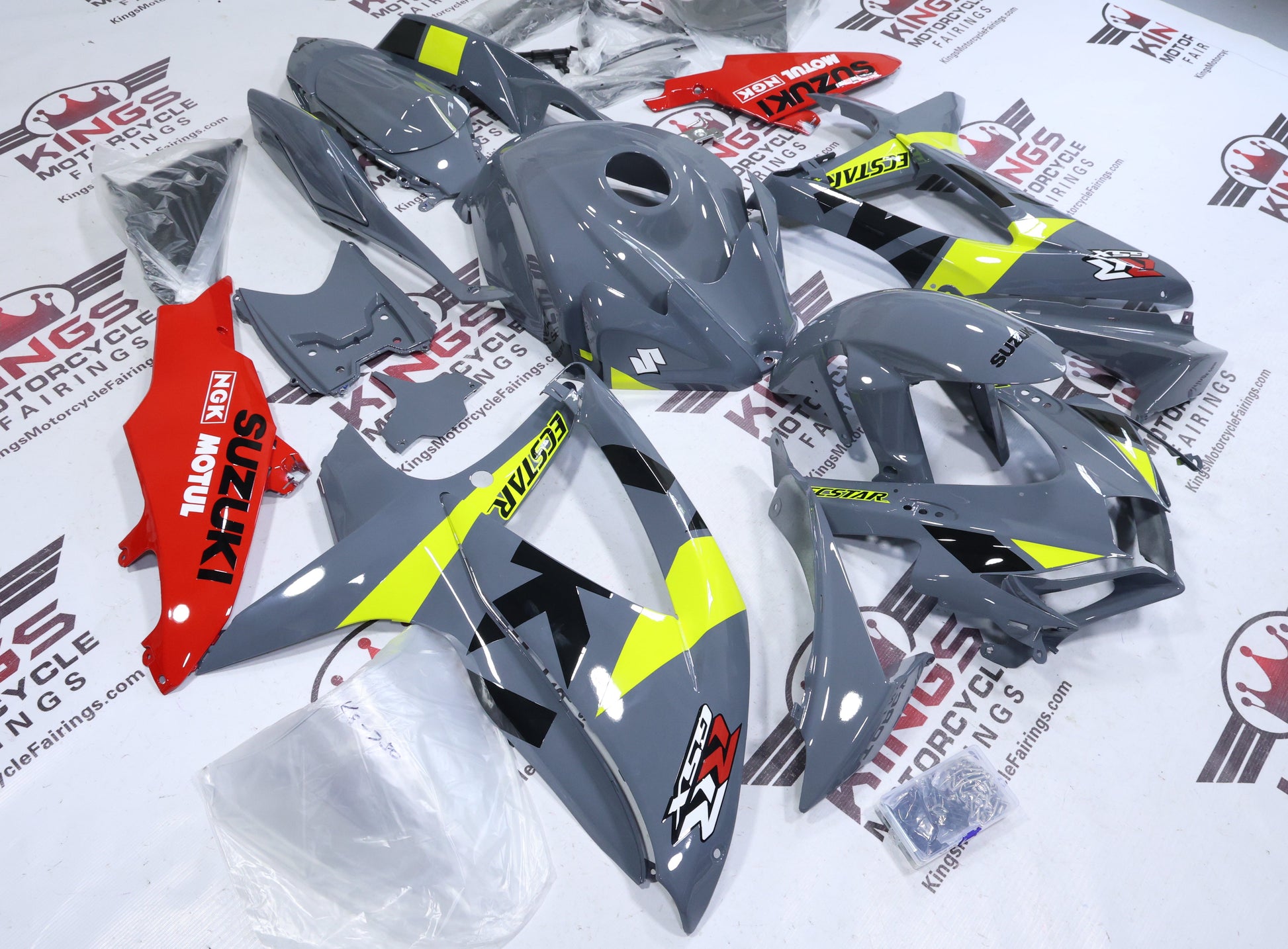 Suzuki GSX-R600 Fairings (2008-2010) Gray, Black, Red, Neon Yellow at KingsMotorcycleFairings.com