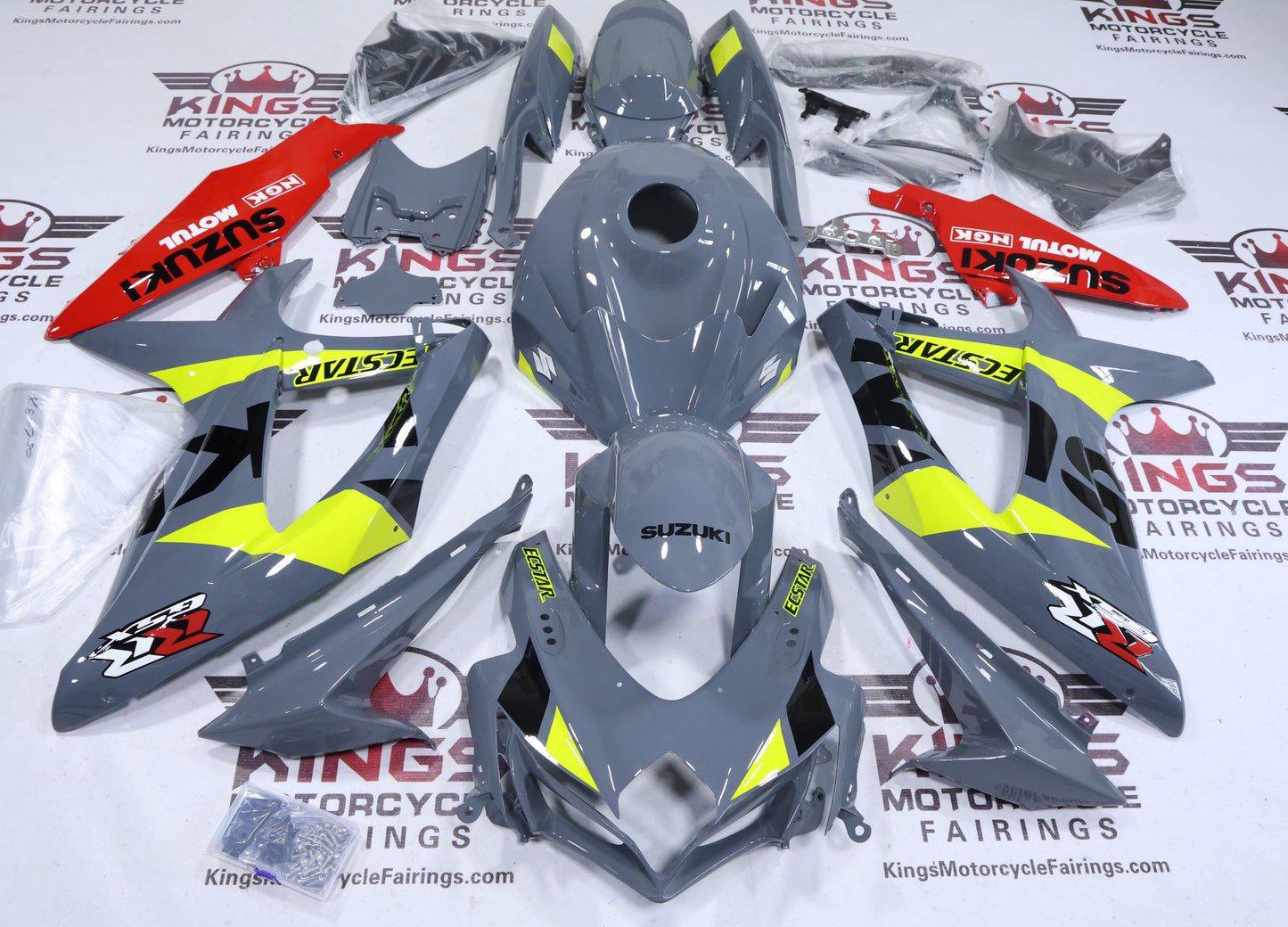 Suzuki GSX-R600 Fairings (2008-2010) Gray, Black, Red, Neon Yellow from KingsMotorcycleFairings.com
