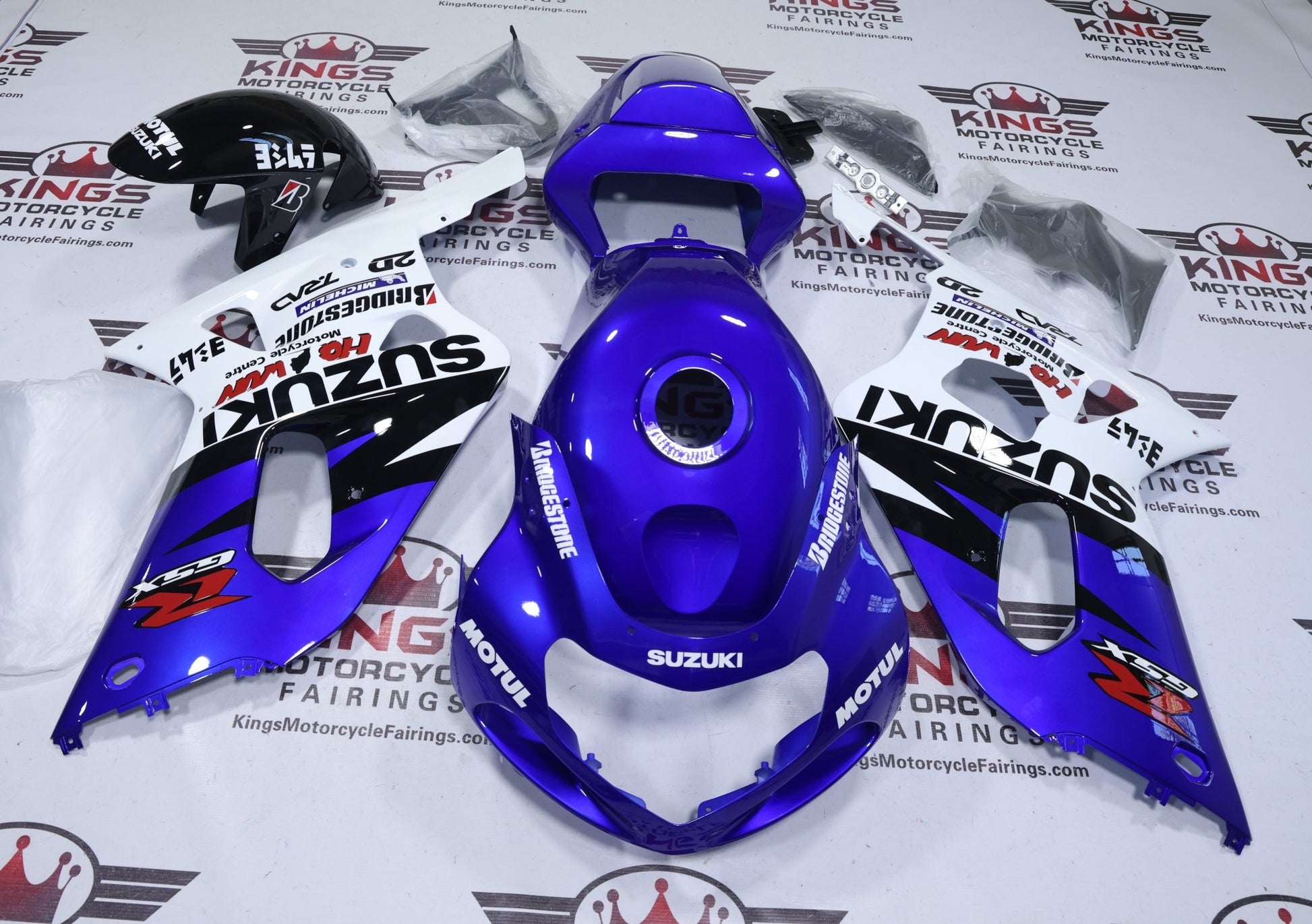 Suzuki GSX-R750 Fairings (2000-2003) Blue, White Bridgestone at KingsMotorcycleFairings.com