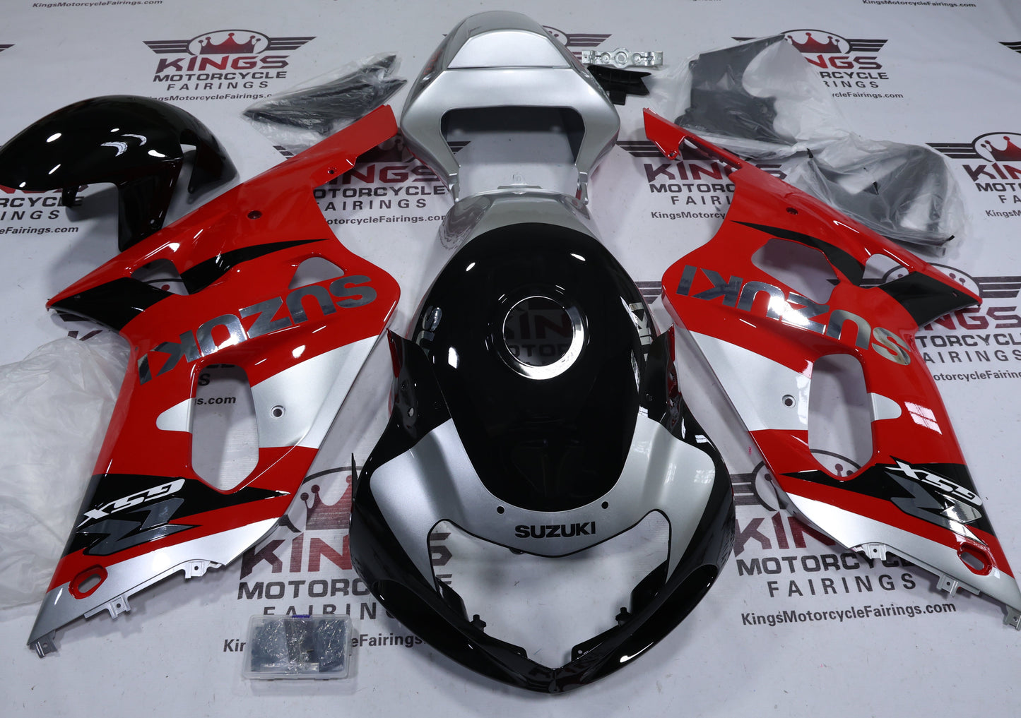 Suzuki GSX-R750 Fairings (2000-2003) Red, Silver, Black, Chrome at KingsMotorcycleFairings.com