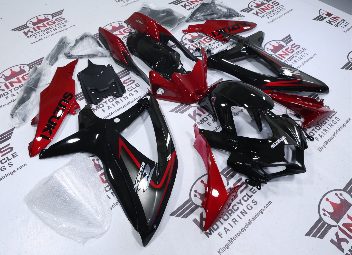 Suzuki GSX-R750 Fairings (2008-2010) Black, Dark Red, Gray from KingsMotorcycleFairings.com