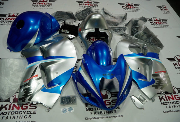 Suzuki GSX1300R Hayabusa (1999-2007) Light Blue, Silver, Chrome Fairings at KingsMotorcycleFairings.com