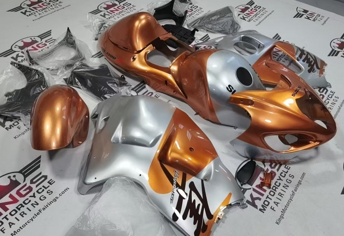 Suzuki GSX1300R Hayabusa Fairings (1999-2007) Silver, Copper, Black at KingsMotorcycleFairings.com