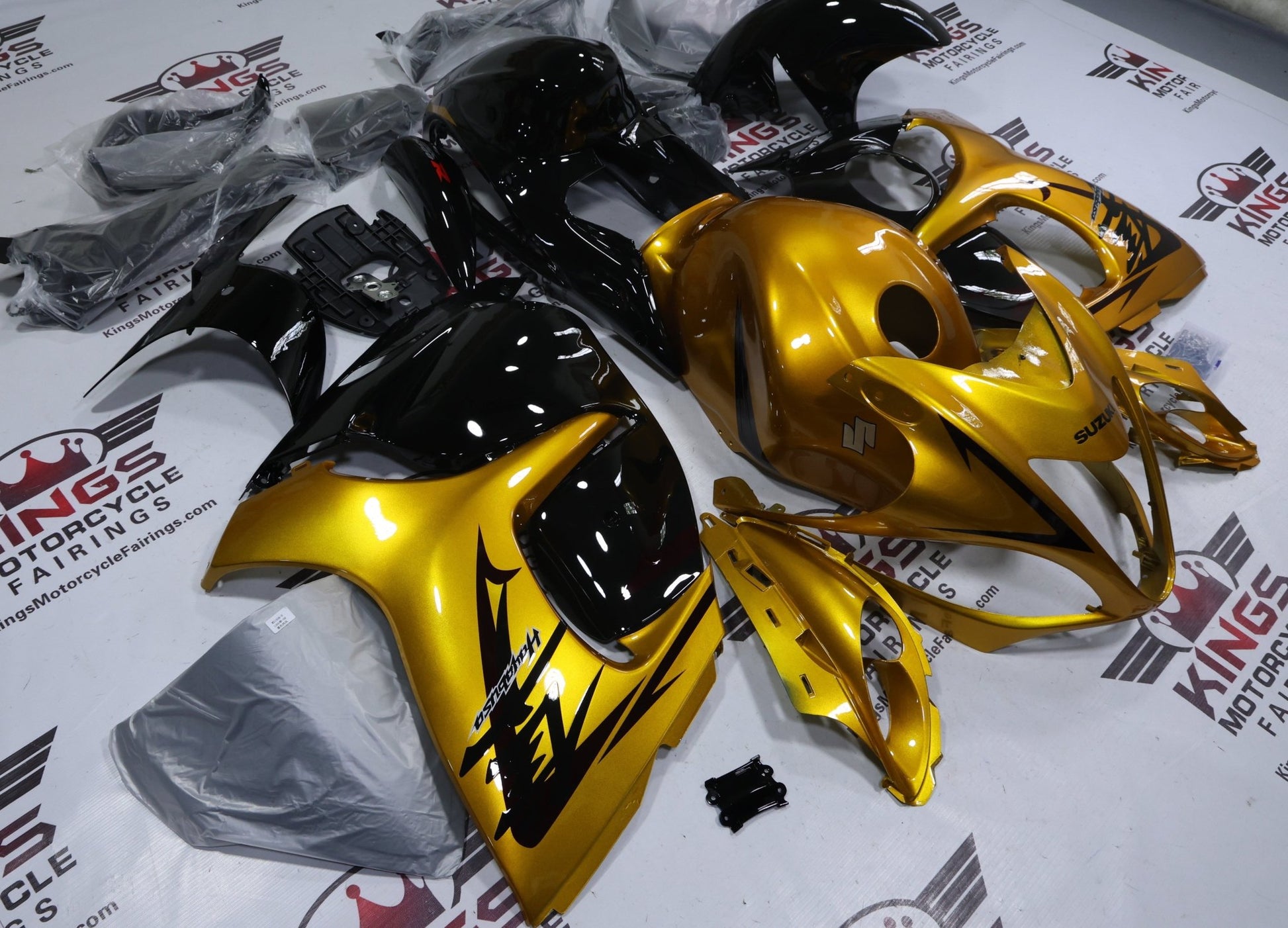 Suzuki GSX1300R Hayabusa Fairings (2008-2020) Gold, Black at KingsMotorcycleFairings.com