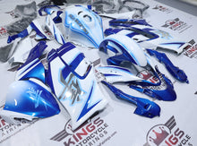 Suzuki GSX1300R Hayabusa Fairings (2021-2025) White, Blue Stripe Glow from KingsMotorcycleFairings.com