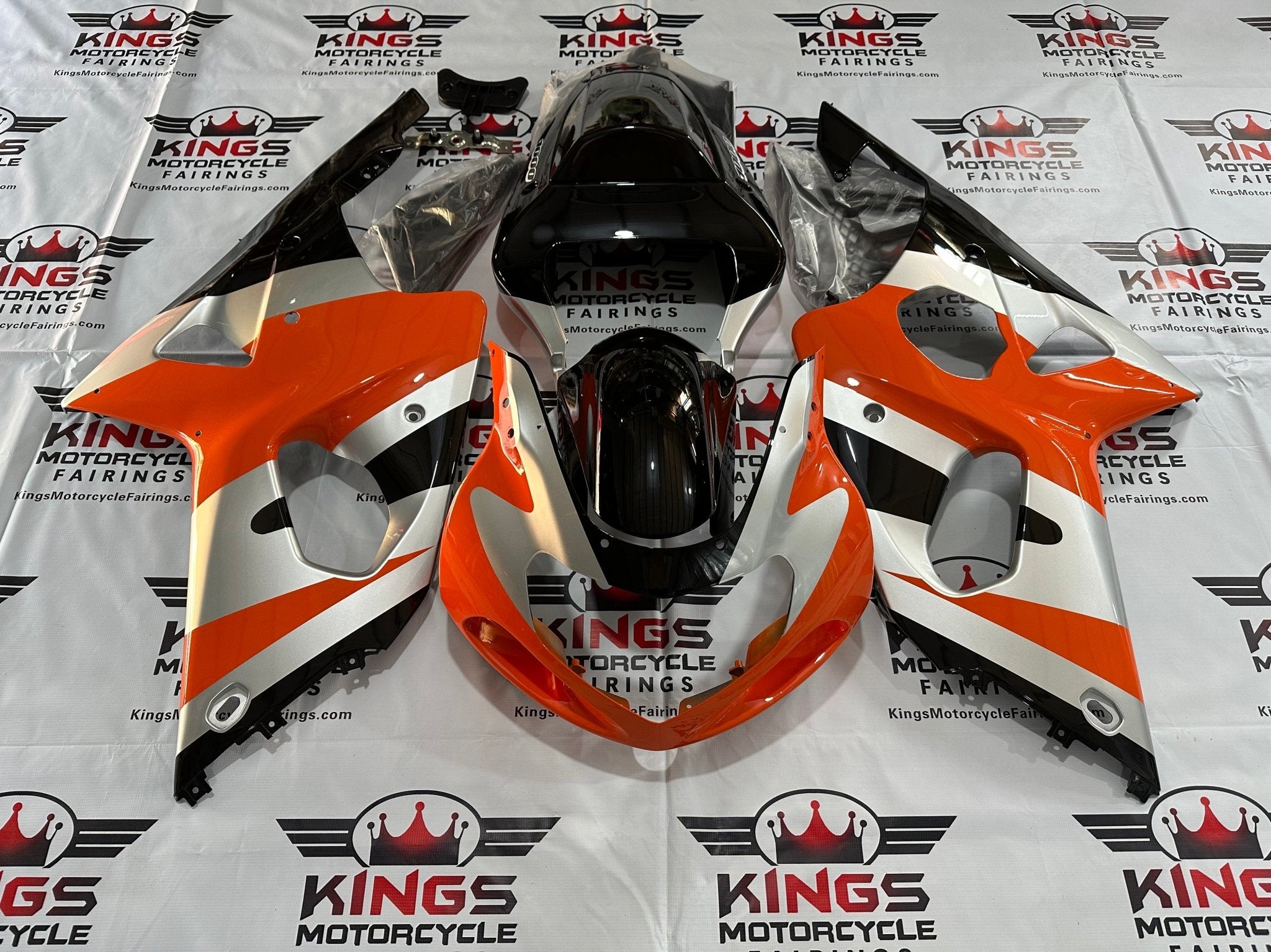 Suzuki GSXR1000 (2000-2002) Orange, Silver, Black Fairings at KingsMotorcycleFairings.com