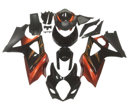 Suzuki GSXR1000 Fairing Kit (2007-2008) Black, Candy Orange at KingsMotorcycleFairings.com