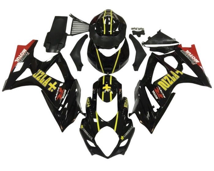 Suzuki GSXR1000 Fairing Kit (2007-2008) Black, Yellow Rizla at KingsMotorcycleFairings.com