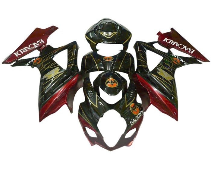Suzuki GSXR1000 Fairings (2005-2006) Black, Red, Gold Bacardi at KingsMotorcycleFairings.com