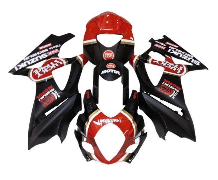 Suzuki GSXR1000 Fairings (2005-2006) Matte Black, Gloss Red, Lucky Strike at KingsMotorcycleFairings.com