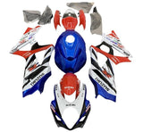 Suzuki GSXR1000 Fairings (2005-2006) White, Blue, Red, Black Stripe at KingsMotorcycleFairings.com