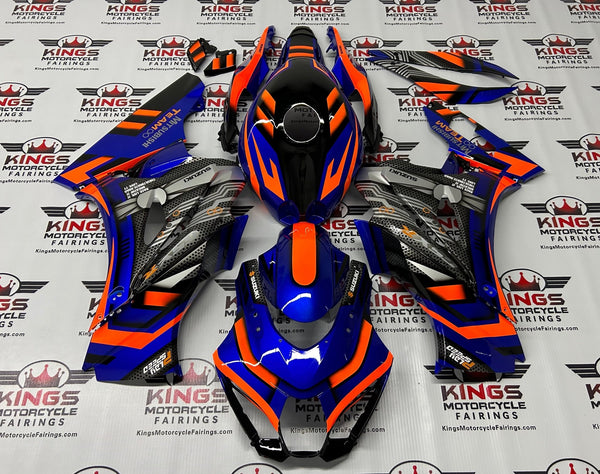 Suzuki GSXR1000 Fairings (2017-2025) Blue, Orange, Black Hi-Tech at KingsMotorcycleFairings.com