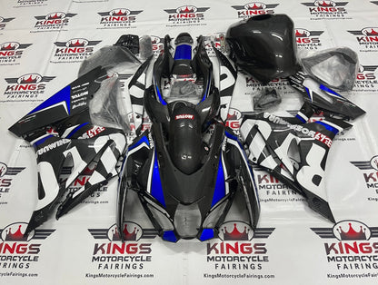 Suzuki GSXR1000 Fairings (2017-2025) Faux Carbon Fiber, Blue, White at KingsMotorcycleFairings.com