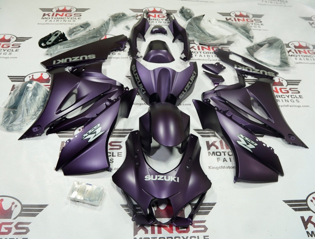 Suzuki GSXR1000 Fairings (2017-2025) Matte Purple, Silver from KingsMotorcycleFairings.com