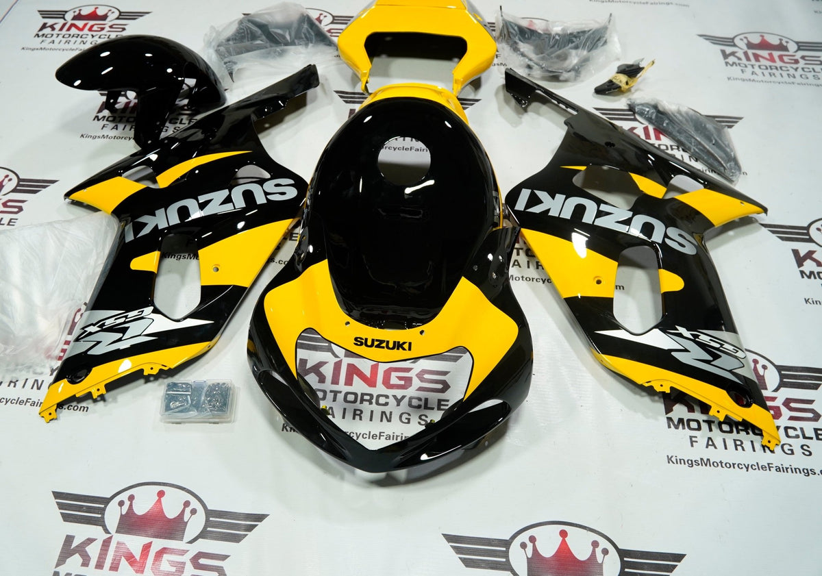 Suzuki GSXR 600 Fairings 2000 2003 Black Yellow Kings Motorcycle