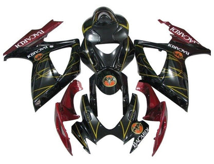Suzuki GSXR600 Fairing Kit (2006-2007) Black, Dark Red, Gold, Bacardi at KingsMotorcycleFairings.com