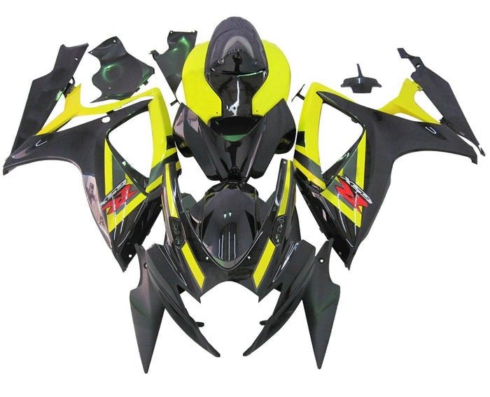Suzuki GSXR600 Fairing Kit (2006-2007) Black, Yellow at KingsMotorcycleFairings.com
